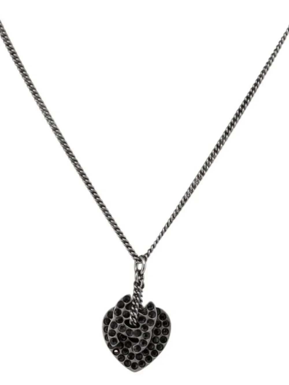 CHANEL COCO Mark Necklace metal Black CC Auth 176078A